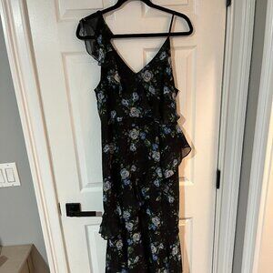 Blue and white one shoulder dress